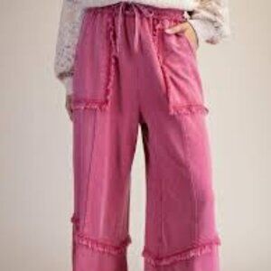NWT: Easel Drawstring Wide Leg Terry Knit Pants